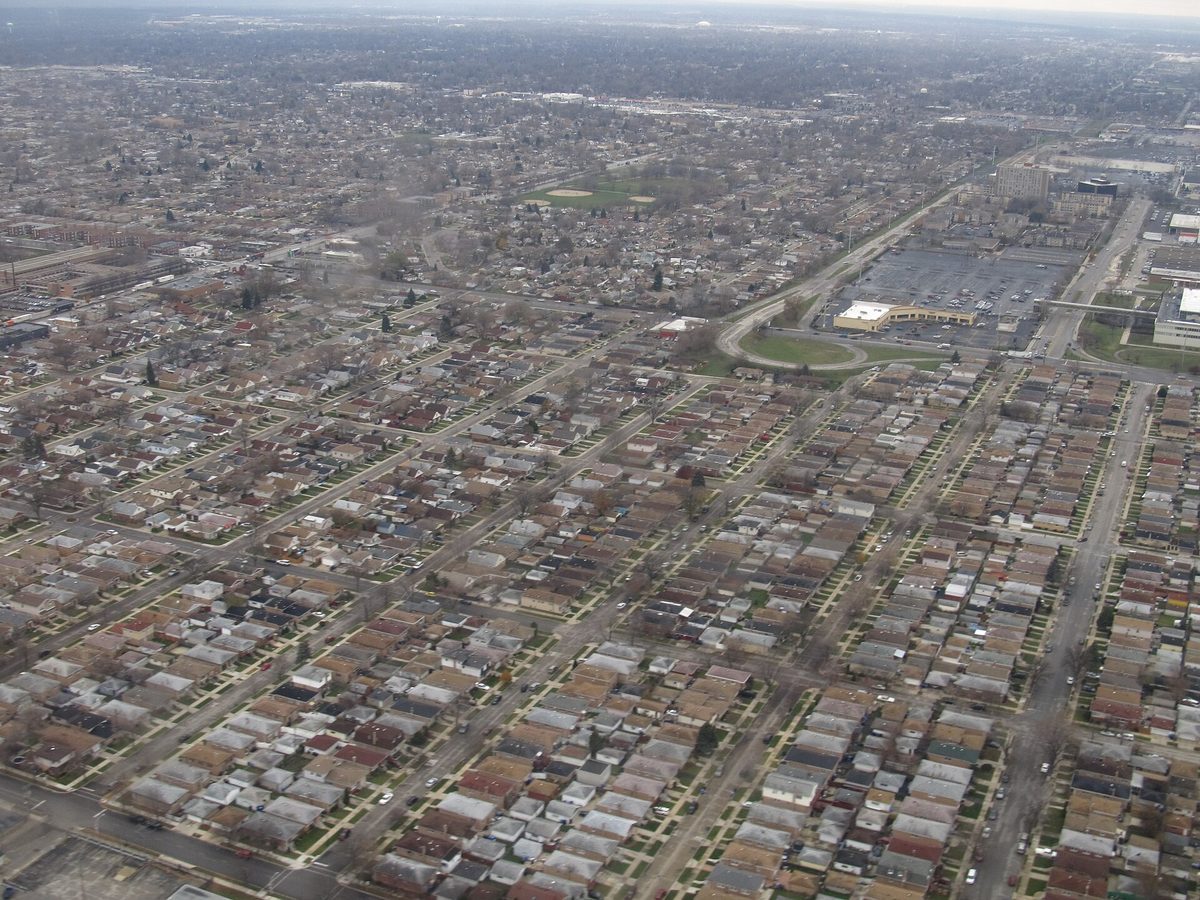 Skyline and aerial view of Burbank, IL - LD Movers moving service area