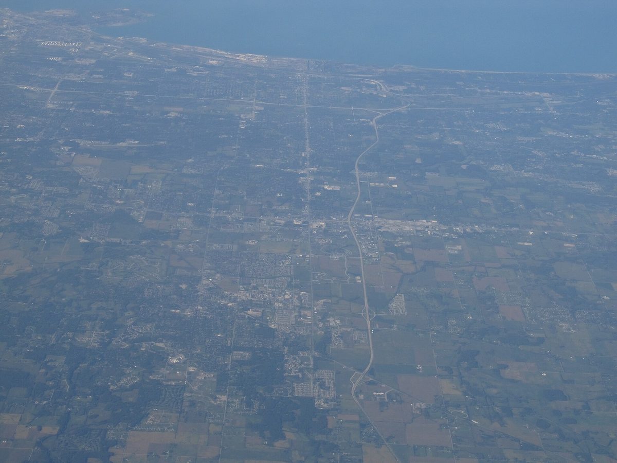 Skyline and aerial view of Crown Point, IN - LD Movers moving service area