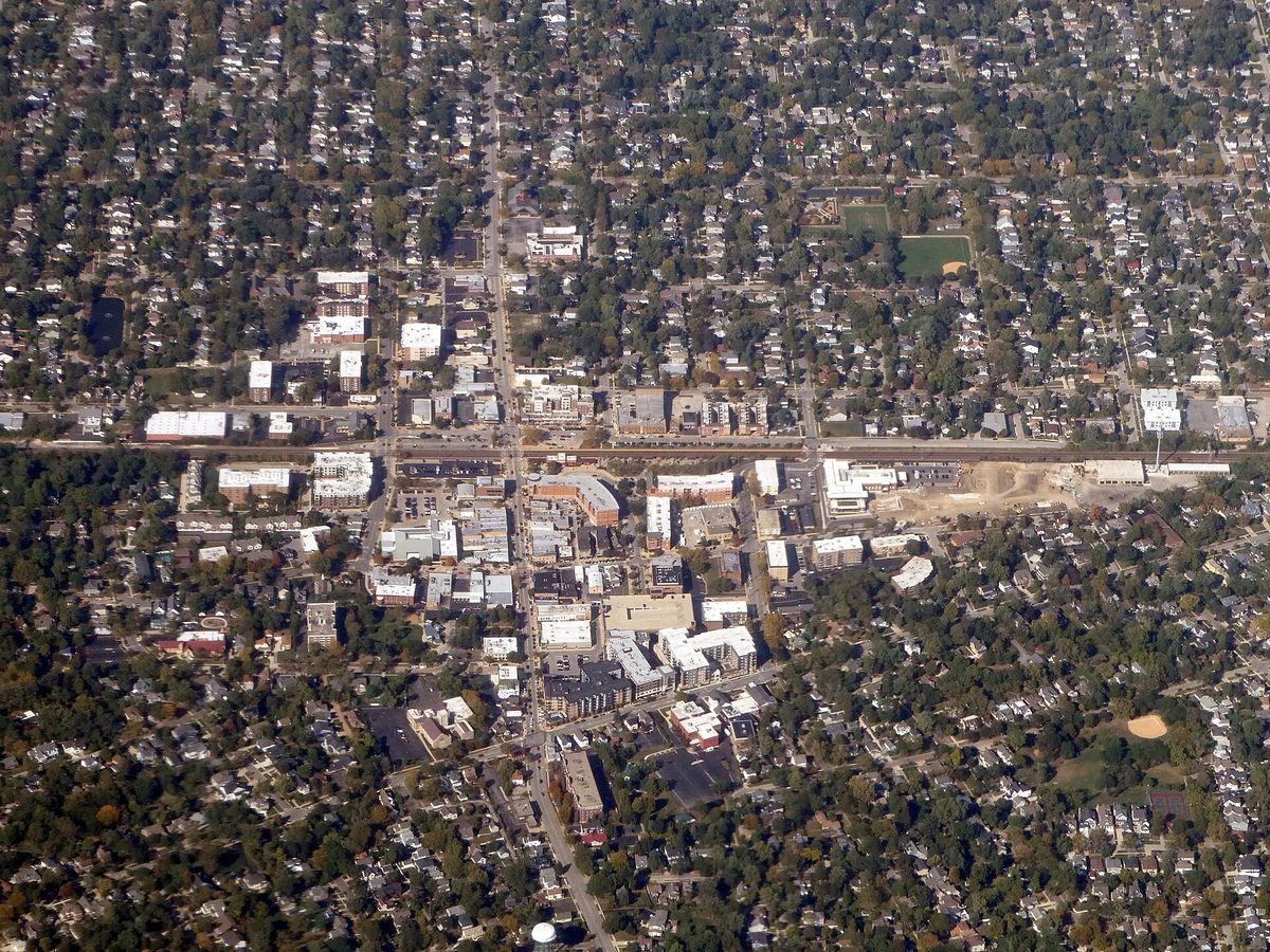 Skyline and aerial view of Downers Grove, IL - LD Movers moving service area