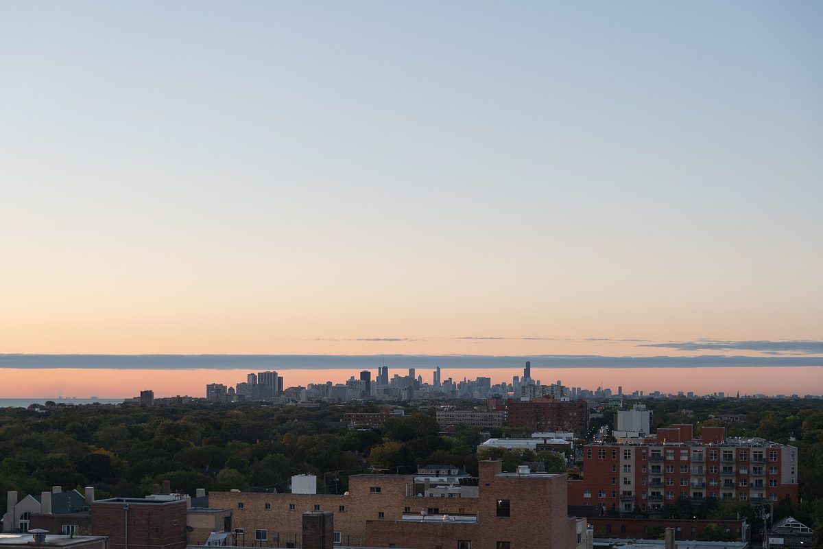 Skyline and aerial view of Evanston, IL - LD Movers moving service area