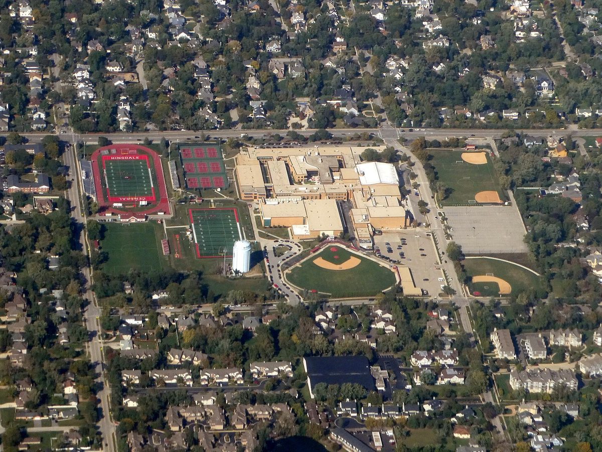 Skyline and aerial view of Hinsdale, IL - LD Movers moving service area