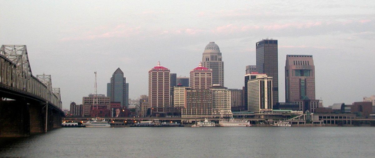 Skyline and aerial view of Louisville, KY - LD Movers moving service area
