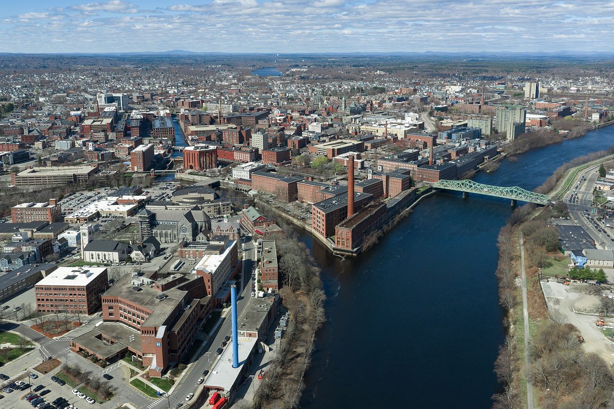 Skyline and aerial view of Lowell, MA - LD Movers moving service area