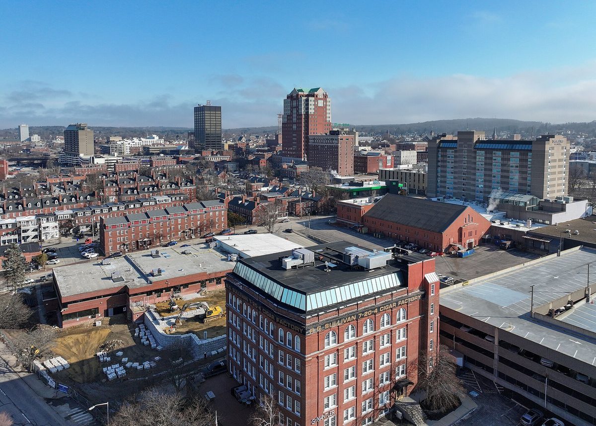 Skyline and aerial view of Manchester, NH - LD Movers moving service area