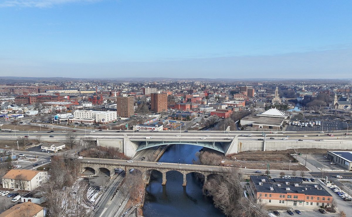 Skyline and aerial view of Pawtucket, RI - LD Movers moving service area