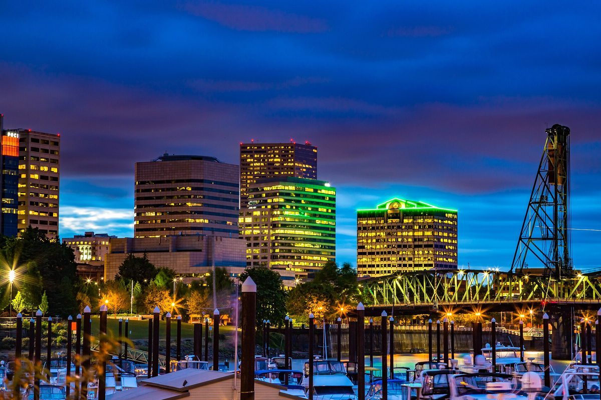 Skyline and aerial view of Portland, OR - LD Movers moving service area