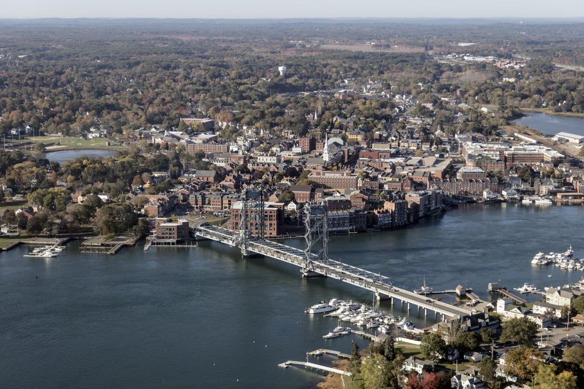 Skyline and aerial view of Portsmouth, NH - LD Movers moving service area