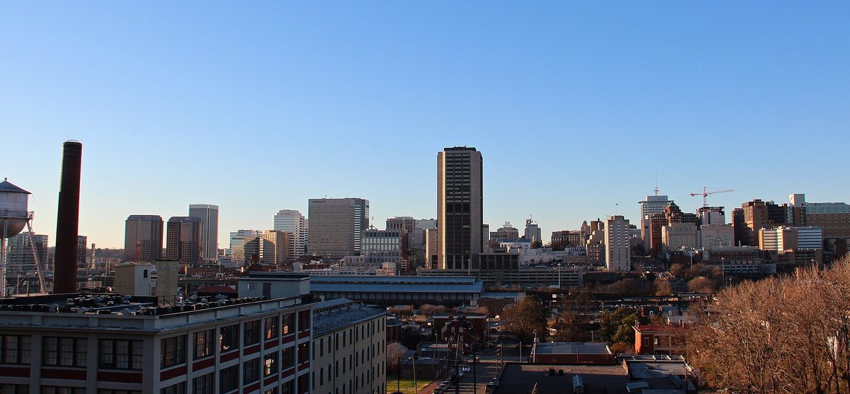 Skyline and aerial view of Richmond, VA - LD Movers moving service area
