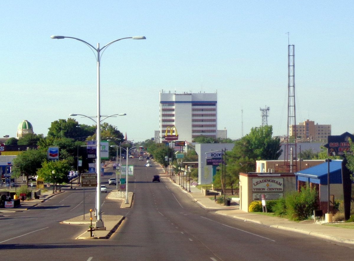 Skyline and aerial view of Roswell, NM - LD Movers moving service area