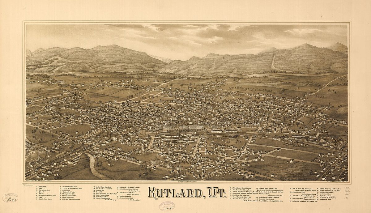Skyline and aerial view of Rutland, VT - LD Movers moving service area