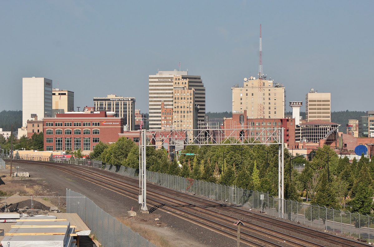 Skyline and aerial view of Spokane, WA - LD Movers moving service area
