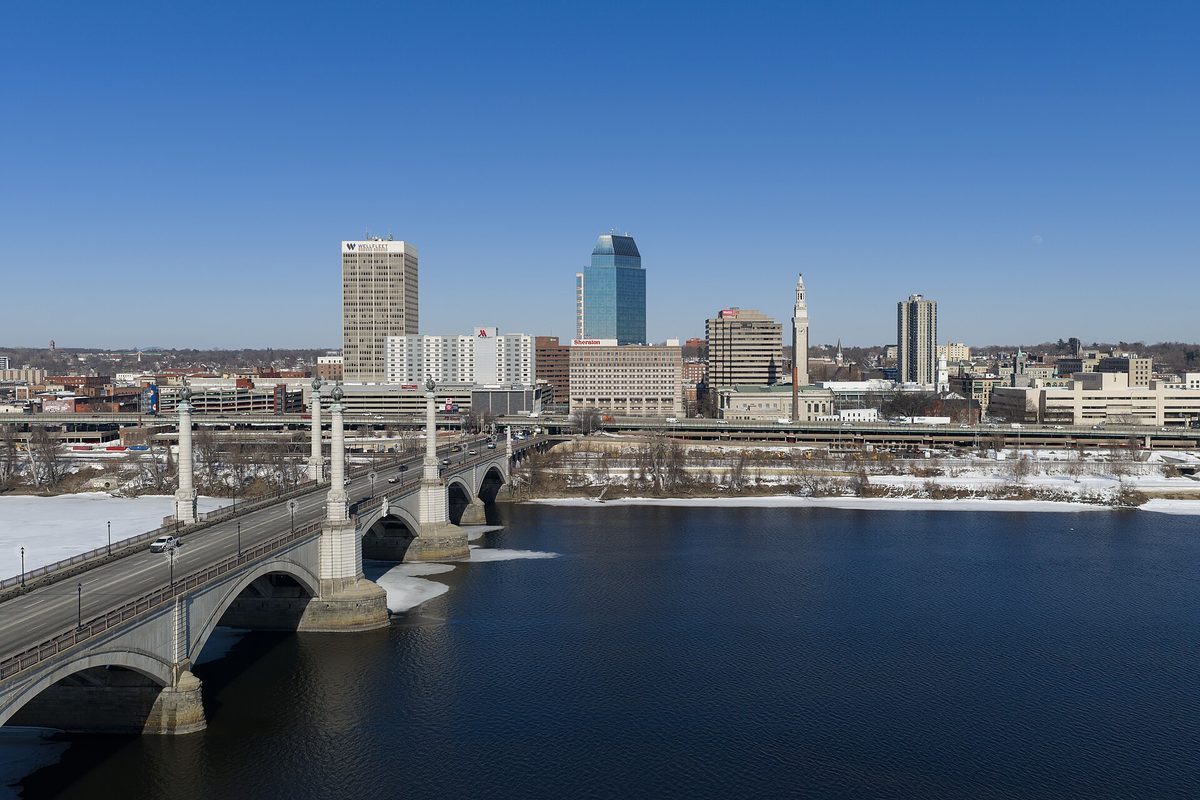 Skyline and aerial view of Springfield, MA - LD Movers moving service area