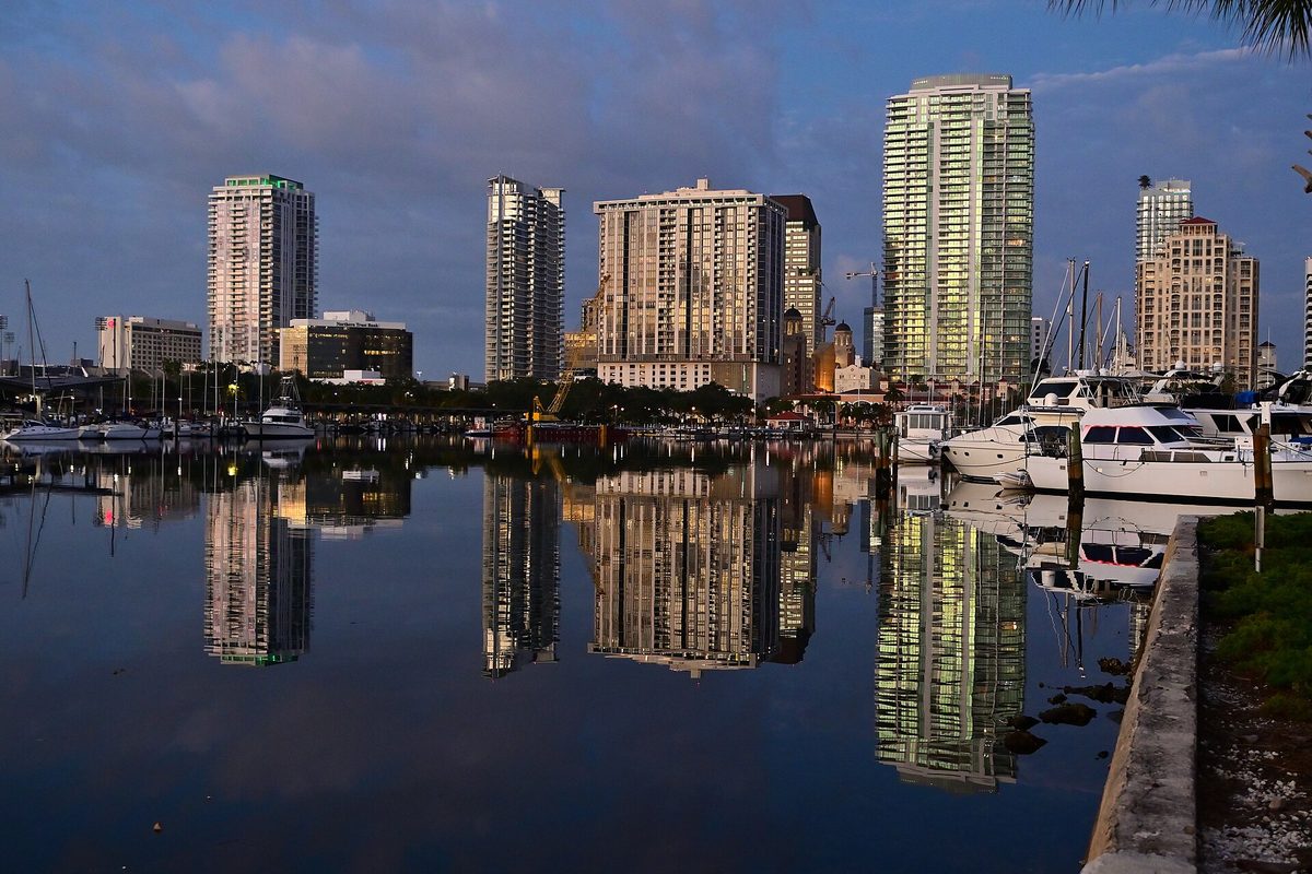 Skyline and aerial view of St. Petersburg, FL - LD Movers moving service area