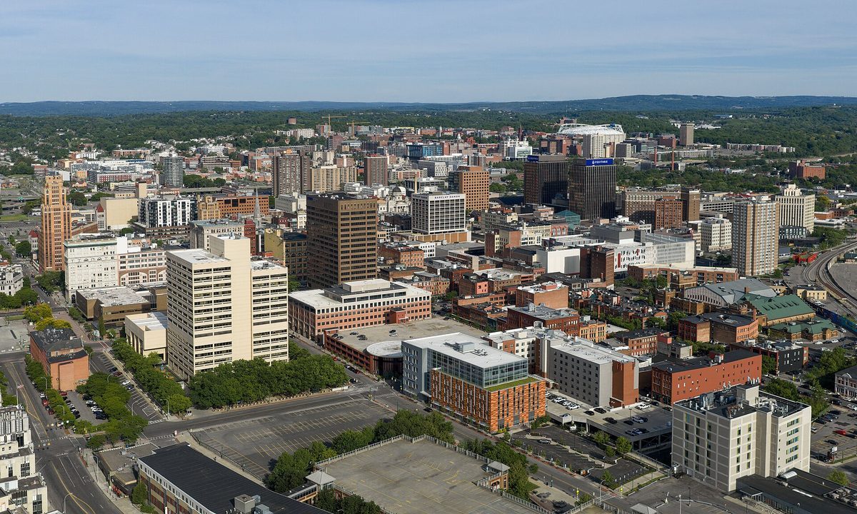 Skyline and aerial view of Syracuse, NY - LD Movers moving service area