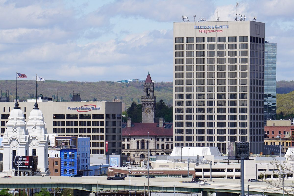 Skyline and aerial view of Worcester, MA - LD Movers moving service area