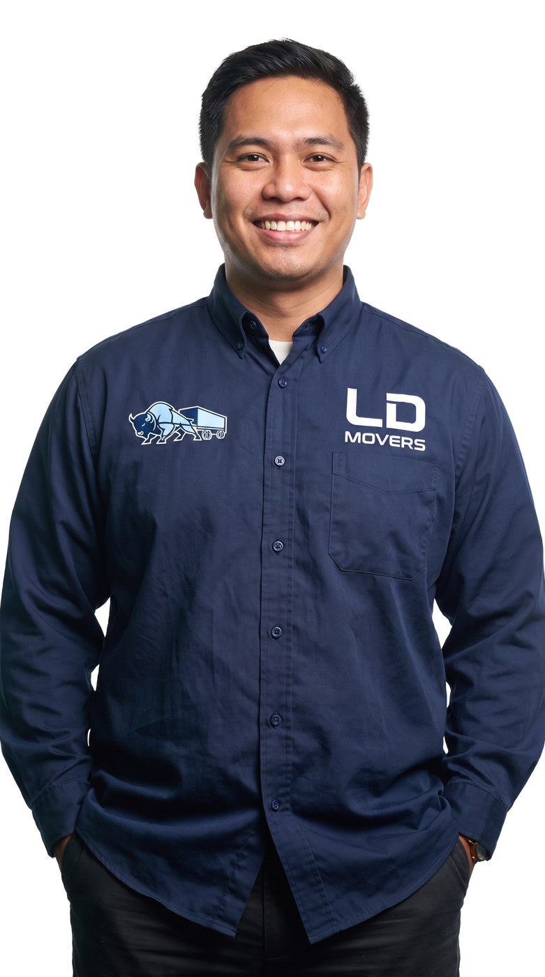 Uniformed LD Movers crew member ready for move day for a Chicago to Akron move