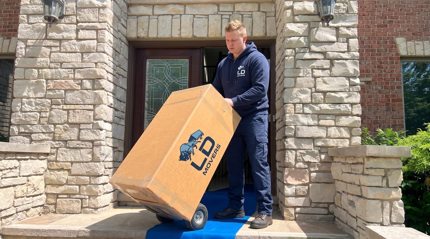 LD Movers crew loading a branded moving truck for a residential move in Norridge, IL